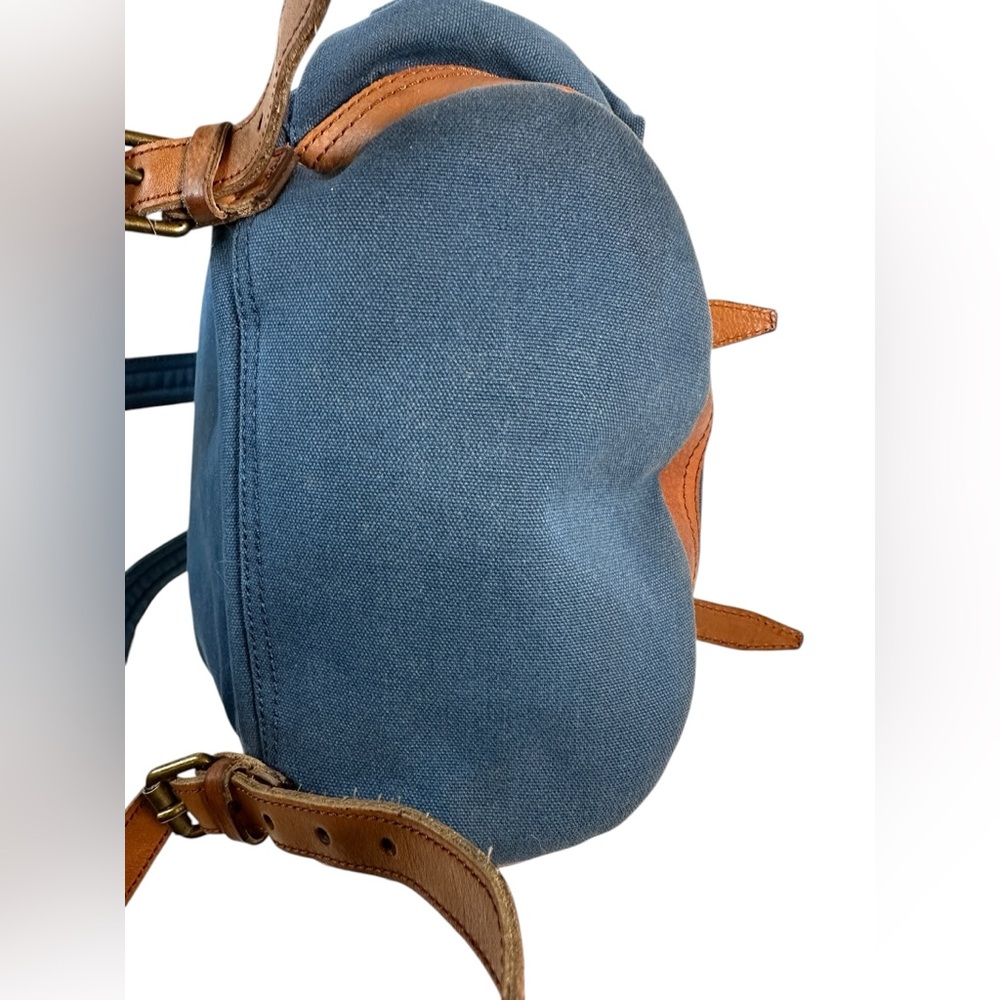 Burberry Blue Canvas & Brown Leather Unisex Backpack - Picture 6 of 12